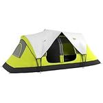 Outsunny 2 Bedroom Camping Tent for 6-8 Person, Large Family Tent with 2000mm Waterproof Rainfly and Screen Panels, Portable with Bag, for Fishing Hiking Festival, Green