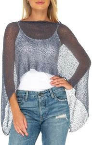 SHU-SHI Women’s Sheer Knit Poncho Shrug Lightweight Summer Bolero Cover Up Pullover Sweater One Size Fits Most
