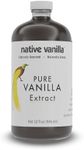 32 oz Pure Vanilla Extract - 100% Real Vanilla Extract - For Cooking, Drinks & Desserts - 100% Vegan, Sugar Free & Kosher - Non-GMO & Gluten-Free - Native Vanilla