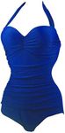 HoneyStore Women's Skull Swimsuit Halter Beach Swimwear Bathing Suit YY1090-Royal-Blue 2XL