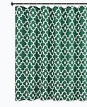 Biscaynebay Textured Fabric Shower Curtains 72" X 72", Hunter Green Morocco Pearl Printed Bathroom Curtains, Machine Washable