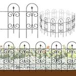 Thealyn Metal Decorative Garden Fence Border 32 in .H x 17.5 in .W (14 Panels, Total Length 20 feet) No Dig Fence Rustproof Wrought Iron Landscape Fencing for Flower Bed, Yard, Animal Barrier