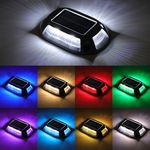 VOLISUN Solar Driveway Lights Dock Deck Lights 12 Pack,9 Colors in 1 Led IP67 Waterproof Outdoor Warning Step Lights for Driveway Sidewalk Pathway RGB