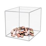 18 × 18cm Acrylic Piggy Bank Break to Open Square Money Box for Adults Acrylic Smash Money Saving Box 7"× 7"× 7", Transparent