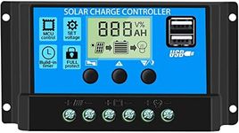 Solar Charge Controller 30A, 12V/ 24V Solar Panel Charge Controller Intelligent Regulator, Multi-Function Adjustable LCD Display with 5V Dual USB Port Timer Setting ON/Off Hours PWM Auto Parameter