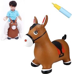 INPANY Bouncy Horse Hopper- Brown Inflatable Jumping Horse, Ride on Rubber Bouncing Animal Toys for Kids/Toddlers/Children/Boys/Girls (Pump Included)