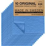 SUPERSCANDI Swedish Dishcloths Eco Friendly Reusable Sustainable Biodegradable Cellulose Sponge Cleaning Cloths for Kitchen Dish Rags Washing Wipes Paper Towel Replacement Washcloths (10 Pack Blue)