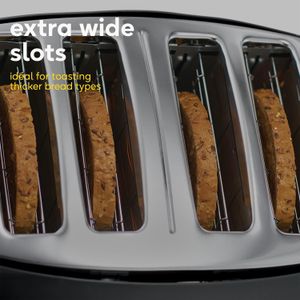 Russell Hobbs Honeycomb 4-Slice Toaster – Black, Wide Slots