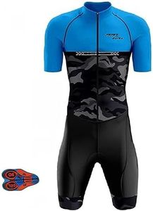 FFFF & OLFEH Triathlon Tri Costume, Trik Tri Costume pour Hommes - Mens Manches Courtes Tri Skinsuit 3D Gel Coussin Solide Tenue VTT Combinaison Vélo Jersey Respirant Séchage (FA10,S)