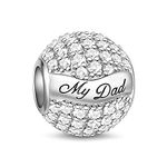 GNOCE "My Dad My Hero Charms Sterling Silver Bead Charms with Cubic Zirconia Fit Bracelet/Necklace Jewelry Gift for Women Girls Daughter