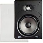 Polk Audio V85 Vanishing in Wall Speaker (Single) - Ideal for Large Rooms, Features Composite Polymer Cone Driver, Swivel Mount Silk Dome Tweeter, Easy Installation, Includes Paintable Slim Grille