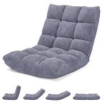 COSTWAY Folding Sofa Chair, 14-Positions Adjustable Lazy Floor Sofa Bed, Single Padded Lounge Sleeper Recliner Floor Chair Seat for Meditation, Gaming and Reading (Grey)