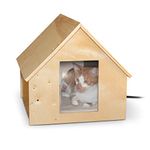 K&H Pet Products Birchwood Manor Outdoor Thermo-Kitty Home (Heated) Natural Wood 18" x 16" x 15" 25W