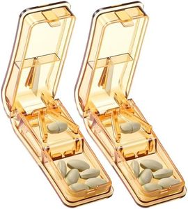 2PCS Pill Cutter for Small and Tiny Pills, Professional Pill Splitter for Cutting Small Pills or Large Pills in Half - Brown