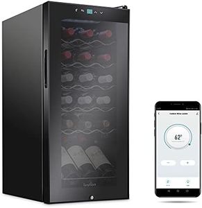 Ivation 18 Bottle Compressor Wine Cooler Refrigerator with Wi-Fi Smart App Control Cooling System | Large Freestanding Wine Cellar Fridge For Red White Champagne or Sparkling, Black Glass Door & Lock