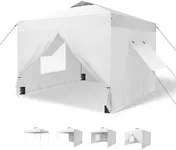 MFSTUDIO 10x10 Pop Up Canopy Tent with Removable Sidewalls, Outdoor Enclosed Instant Portable Shelter with Breathable Mesh Windows, One Person Setup, White