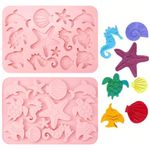 Skytail 13 Cavity Ocean Marine Silicone Fondant Mould Starfish Seashell Turtle Dolphin Seahorse for Baking Chocolate Candy Cake Decoration Cupcake Topper Gummy Jelly Ice Cube Resin Clay Mold