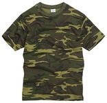 100% Cotton Army Military Style Crew Neck Short Sleeve T-Shirt - Woodland Camouflage (L)