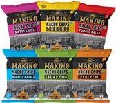 Makino - Nacho Chips Roasted Masala, Peri Peri, Cheese, Jalapeno, Sweet Chilli, Salsa Flavour of 60 Gram | Tortilla | Healthy | Tasty Savoury Snack | Delicious Nacho Chips | Low Calorie - Pack Of 6