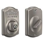 SCHLAGE BE365VCAM619 Camelot Keypad Deadbolt Electronic Keyless Entry Lock, Satin Nickel