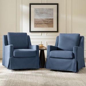 HULALA HOME Swivel Rocker Chairs with Washable Slipcover, Slate-Blue