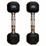 LEEWAY Hex Dumbbells Weights Pack (17.5 kg*2)| Gym Dumbbells| Rubber Coating Free Weight Dumbbell Set| Rubber Encased Hex Fixed Dumbbell Weight| Professional Rubber Coated Hexa Dumbbells Home Gym Equipment (17.5Kg Pair)