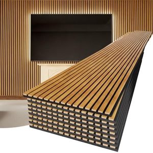 PrimeZone Wood Acoustic Wall Panels - 8 PCS 94.5" x 23.6" 3D Fluted Slat Sound Proof Wall Paneling, Sound Absorbing & Noise Reduction Interior Decor Panels for Living Room, TV Wall, Bedroom, Teak
