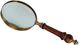 10X Handheld Magnifying Glass Antique Wooden Handle Magnifier Glass for Reading Book, Inspection, Coins, Rock, Hobby, Toy, Map, Crossword Puzzle by Deconoor, Brown