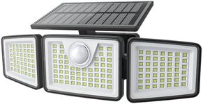 daphino Solar Lights Outdoor 2500LM Motion Sensor Outdoor Lights,3 Head 355° Wide Angle Street Area Lights, Waterproof Security Lights with 3 Modes(Black,Non-Remote-1 Pcs)