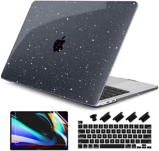 DONGKE for MacBook Pro 13 inch Case 2023 2022 2021 2020 Release Model A2338 M2/M1 A2289 A2251 with Touch Bar & Touch ID, Glitter Bling Plastic Hard Shell Case & Keyboard Cover, Star Black