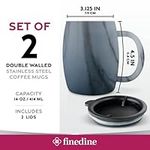 Insulated Stainless Steel Coffee Mug with Lid and Handle (2 Pk) 14 oz.- BPA-Free Spillproof Lid, Double Wall Camping Travel Coffee Mugs Tough & Shatterproof, Keeps Coffee/Tea Hot And Beer Cold Longer