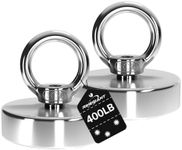 400lb Pull Force Neodymium Strong Magnet - Powerful for Fishing and Salvage - N52 Rare Earth Magnet(400LB Magnet - 2 Pieces)
