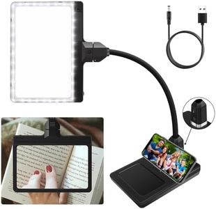 Magnifying Glass with Light 4X, Flexible Gooseneck Desk Lamp USB Charge & Phone Stands, Large page magnifiers for Reading books, Print, Painting, Sewing, Crafts Close Work
