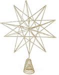 Ornativity Glitter Star Tree Topper - Christmas Sparkly Metal 3-D Dimensional Hallow Wire Star Xmas Tree Top Decor Ornament Decorations for Trees 13"