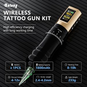 Solong Wireless Tattoo Kit – Gold, Professional Rotary Machine Set