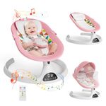 Electric Baby Bouncer Chair, Ixdregan Bluetooth Enabled Electric Baby Swing, 5 Swing Speeds and 3 Timer, 12 Preset Lullabies, Soft Padded Newborn Toddler Bouncer (Bluetooth Pink)