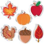 JOB JOL Cookie Cutters 6 PCS, Fall Thanksgiving Cookie Cutters, 3'' to 3.6'', Pumpkin, Leaf, Apple, Turkey, Acorn