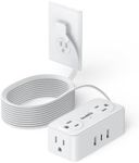 10FT Ultra Thin Flat Power Bar, SMALLRT Small Flat Plug Extension Cord Indoor with 4 Widely Space AC Outlets 3 USB Charging Ports, Power Strip for Home Office Dorm Room
