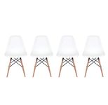 Inspirer Studio® Set of 4 New 17 inch SeatDepth Eiffel Style Side Chair with Natural Wood Legs Shell Top Side Chairs (White)