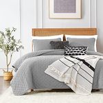 ROARINGWILD Light Grey King Size Quilt Bedding Sets with Pillow Shams, Lightweight Bedspread Coverlet, Quilted Blanket Thin Comforter Bed Cover, All Season Summer Spring, 3 Pieces, 104x90 inches