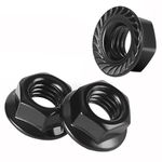 1/4-20 Serrated Flange Nuts Flanged Locknuts, Stainless Steel 18-8 Black Oxide, 50 PCS