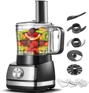 Robot Cuisine Multifonctions, TopStrong 800W Food Processor, Bol de 2 L, 6 en 1 Robots Ménagers Inclus Hachoir, Crochet Pétrisseur, Mixeur, 3 Vitesses Réglables