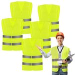 LEEPAT 5 Pack Hi Vis Ve Jackets,High Visibility Reflective Safety Vest Waistcoats Jacket For Traffic Work, Running