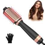 4 IN 1 Hair Blow Dryer Brush + Hair Straightener Brush in One, Hair Blow Dryers Brush for Hair, 1000W Hot Air Brush & Smooth Heated Comb, Hair Dryer Brush for Drying, Straightening, Volumizing