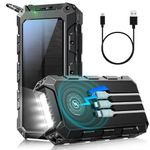 Power Bank Solar Charger 52800mAh: PD 30W USB C Powerbank Fast Charging with 3 Cable, 7 Outputs, 15W Wireless Charger, Flashlights, Portable charger for Camping, Outdoor, Emergency