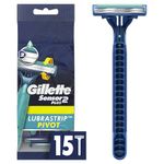 Gillette Sensor2 Plus Pivoting Head Men’s Disposable Razors, 15 Count