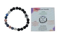 TREEMAISON Crystals Products Certified THYROID Natural Healing Stone Crystal Round Beads 8 mm Bracelet For Men, Women, Boys, Girls STRECHABLE