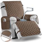 TAOCOCO Waterproof Recliner Chair Covers with Leg Strap 1 Piece Oversized Recliner Covers for Large Recliner for Pets Kids, Washable Reclining Chair Furniture Protector(28'' Oversized, Brown)