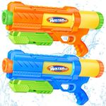 Super Water Gun for Adults Kids: 2 Pack - 1200CC Water Toy Gun Super Water Squirt Blaster Soaker Long Range High Capacity Swimming Pool Beach Outdoor Summer Fun Party Games, Gifts for Girls and Boys