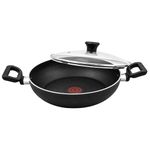 Tefal Delicia Non-Stick Kadhai with Glass Lid/Thermo-spot Technology/Titanium Non-Stick Coating-Interior / 24 cm/Suitable for Gas, Electric and Ceramic Hobs/Black / 2 Years Coverage